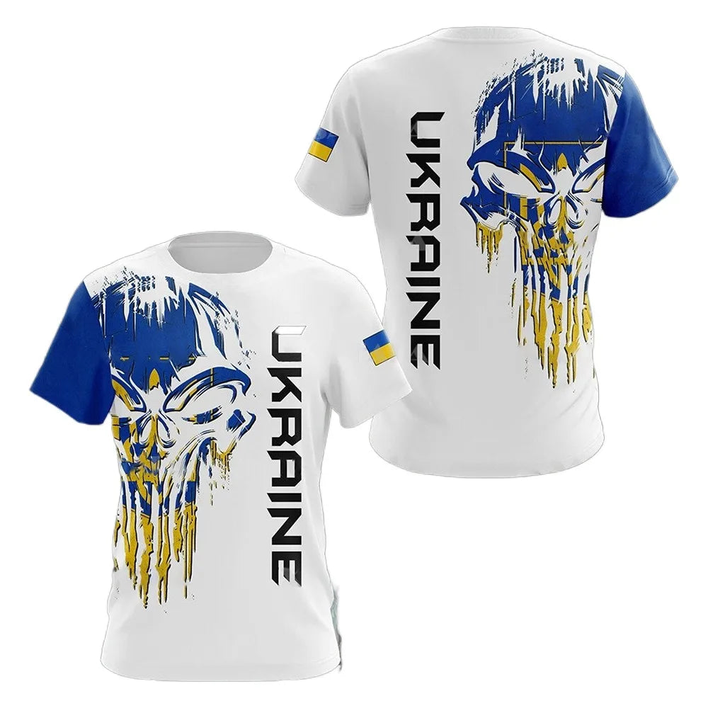 Fitspi Ukraine Men's T-shirts Flag Shirt 3D Printed O-Neck Oversized Short Sleeves Jersey Fashion Mens Clothing Streetwear