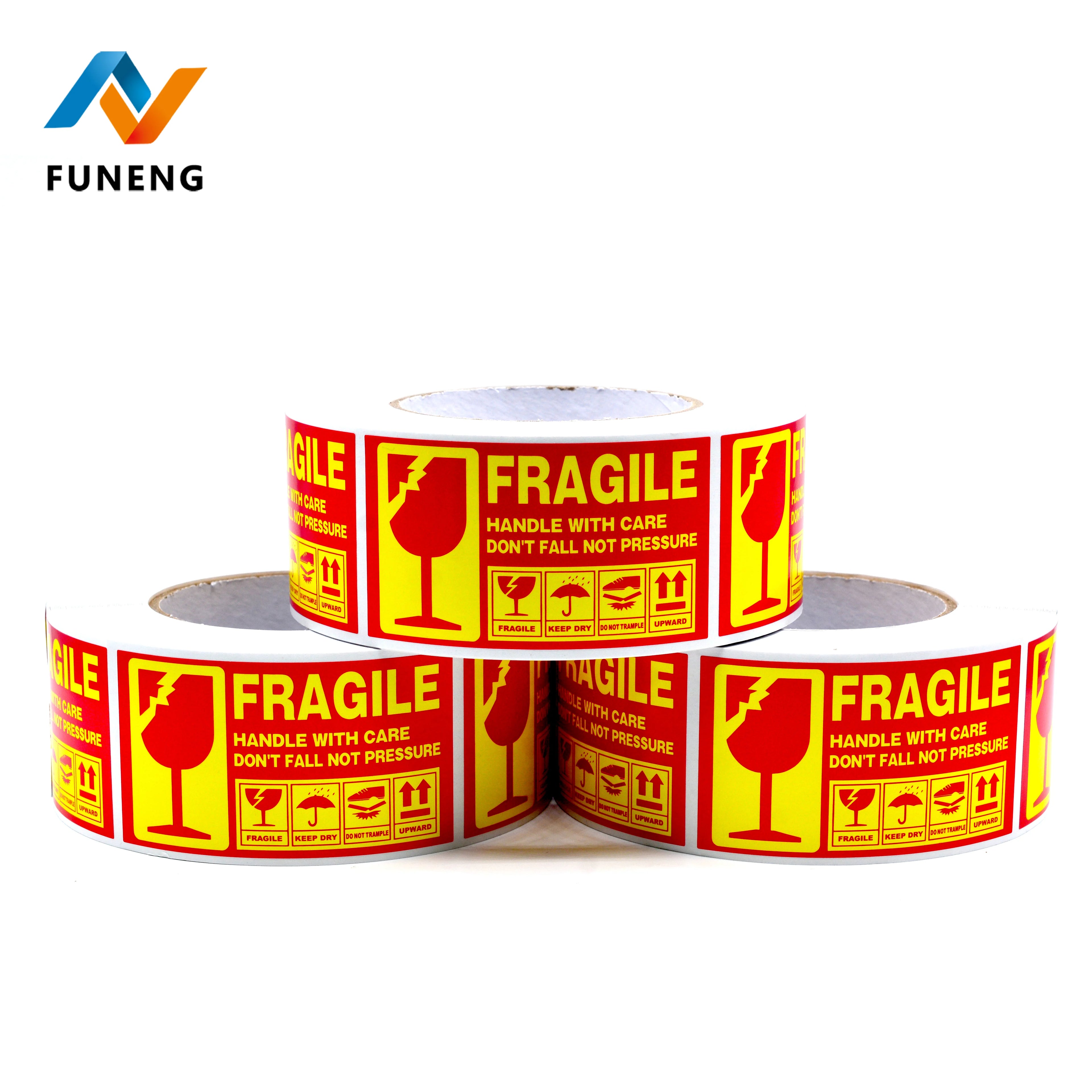 Waterproof Fragile Warning Stickers Vinyl Warning Labels Strongly Stick Shipping Industry Packaging Sticker Rolls