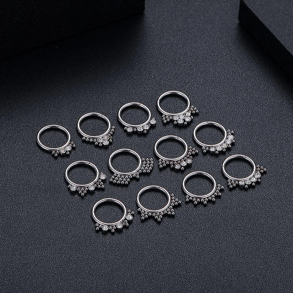 316L Steel Nose Ring Septum Ring Single Silver Black Rose Gold Zircon Children's Engagement Wedding Wholesale Hypoallergenic
