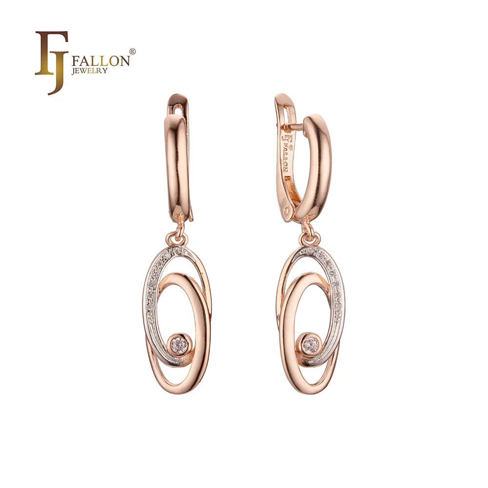 FJ Fallon Fashion Jewelry Earrings Plated in 585 Rose Gold Two Tone Brass Based