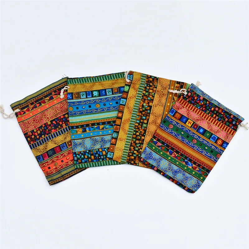 Jewelry Packaging 10x14cm National Style Bag Gift Jewelry Drawstring Bag Linen Packaging Bag