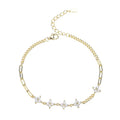 Pure 925 Sterling Silver Jewelry 18K Gold Plated Four Leaf Clover Chain Bracelet for Women