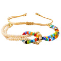 Go2boho Bohemia Handmade Adjustable Infinity Knot Beaded Bracelet Faux Colorful Glass Beads Friendship Jewelry Unisex for Summer