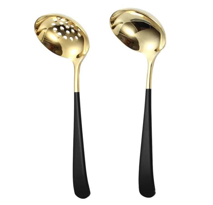 Stainless Steel Soup Ladle and Skimmer Spoon with Heat Resistant Handle for Home Kitchen and Restaurant