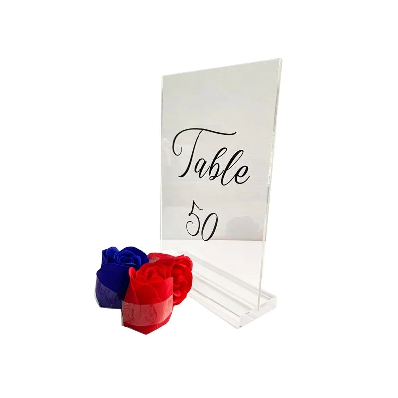 QR Code Table Tent With Acrylic Base Table Number Clear Menu Holder High Transparent Customized