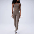 Workout Gym Fitness Sets Sportswear Clothes Women 2 Piece Yoga Top and High Waist Leggings Set for Ladies