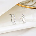 Simple 925 Sterling Silver Cat Fish Asymmetric Stud Earrings for Women