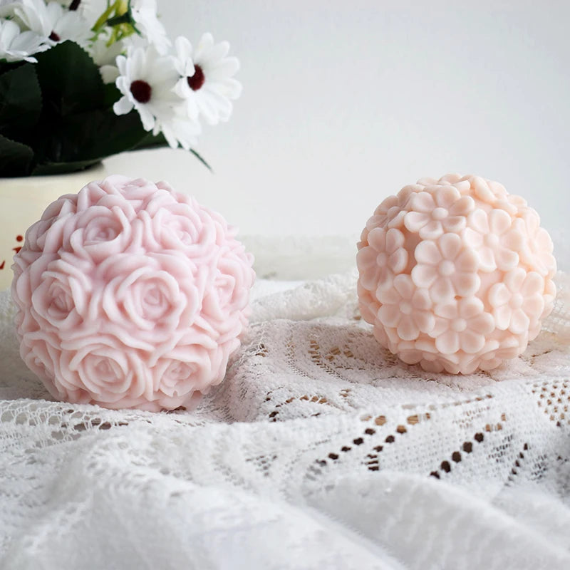 New Ideas 3D Flower Ball Silicone Mold Rose & Peony Resin Casting Molds for Candle Home Decor Cake Tools