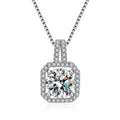 Silver Plated Choker Clavicle Chain Statement Square Pendant Necklace Shiny Multi-color Zircon Necklace for Women