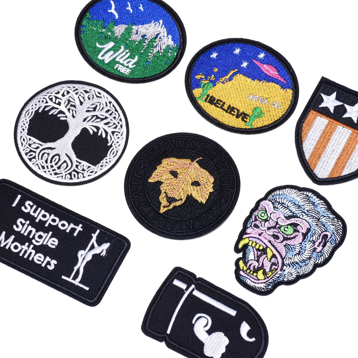 Fashion Round Embroidered Patch Clothing Custom Design OEM Sew on Iron on Hat Badges Patches