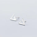 Small Minimalist Irregular Geometric Triangle Shape 925 Sterling Silver Stud Earrings Fashion Jewelry for Women