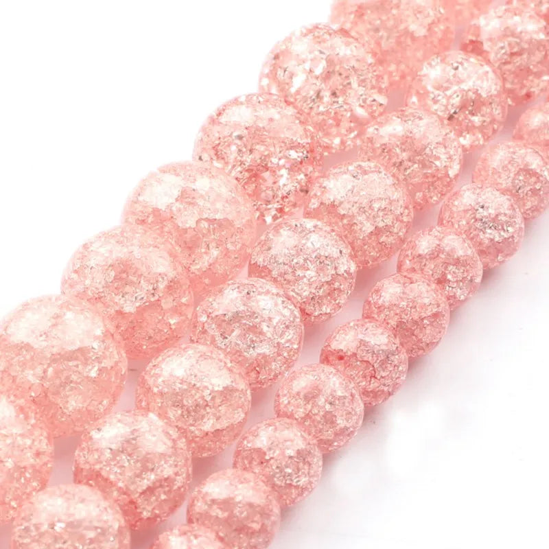 Fashionable Peach Blossom Cracked Quartz Stone Beads 6/8/10mm round Crystal for DIY Bracelet & Necklace MegaBDM