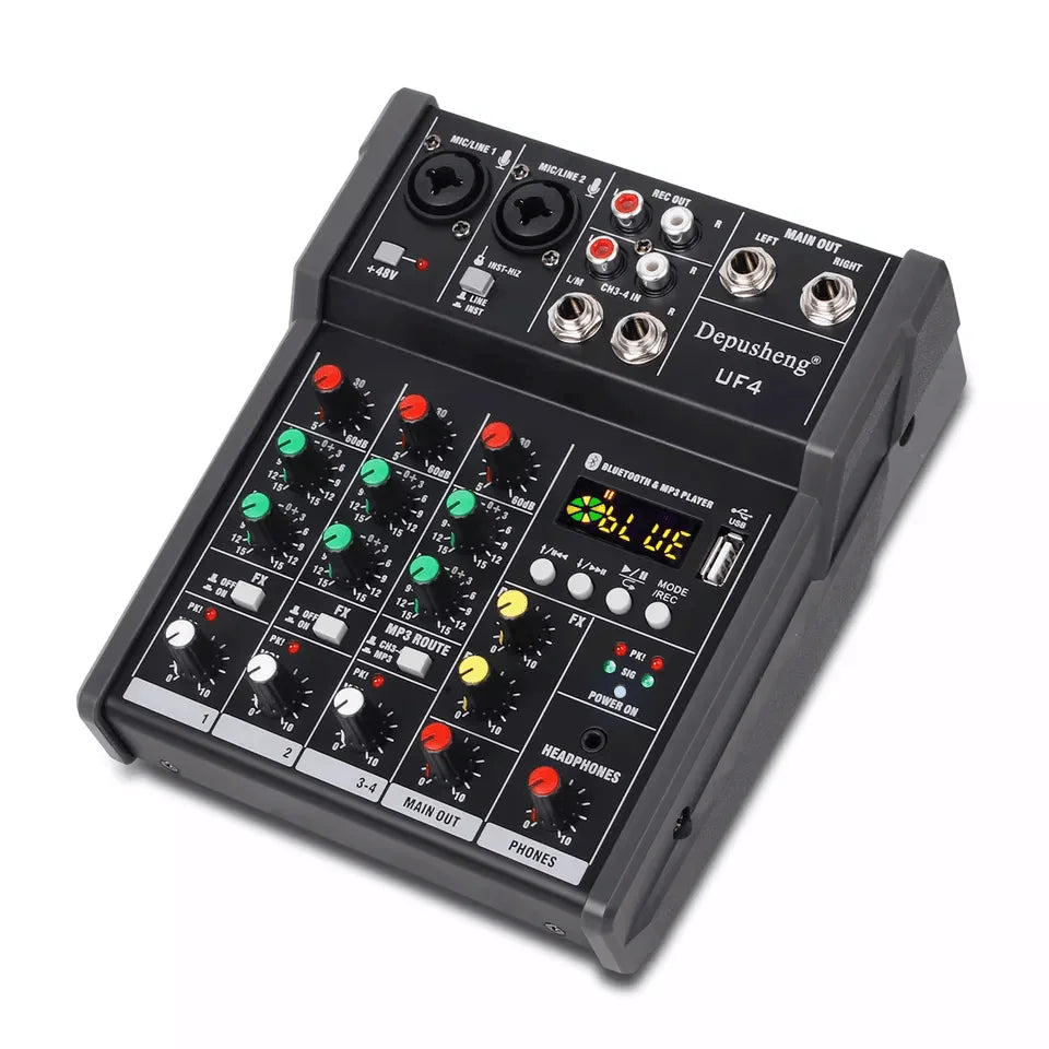 Depusheng UF4 Portable USB  4 Channel Mini Audio Mixer for Live Stream