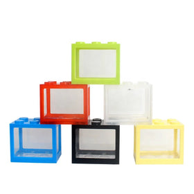 Creative Box Stacked Ecology Mini Building Blocks Aquarium Fish Tank Bowl With Led Light Lamp