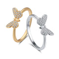 Dainty Gold 14K 925 Sterling Silver Butterfly Ring for Women Cute Cubic Zircon Trendy Girls Gift for Wedding and Party