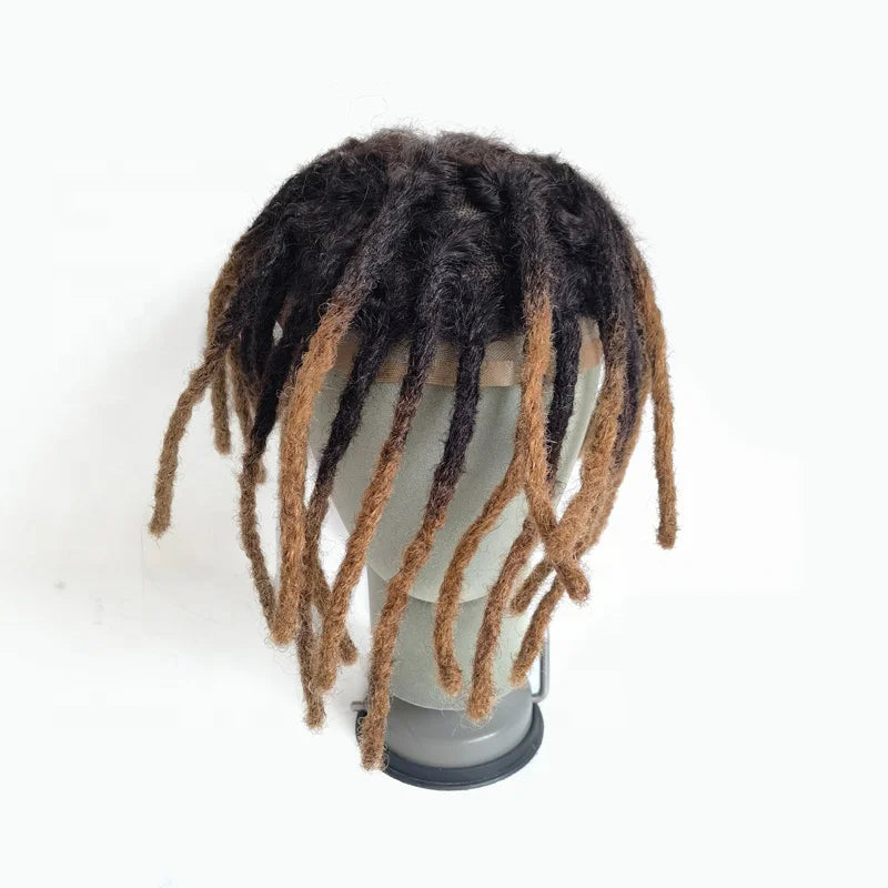 Elegant Hair 100% Natural Human Hair Ombre Color Full Swiss Lace Base Dreadlocks Hair System Pieces