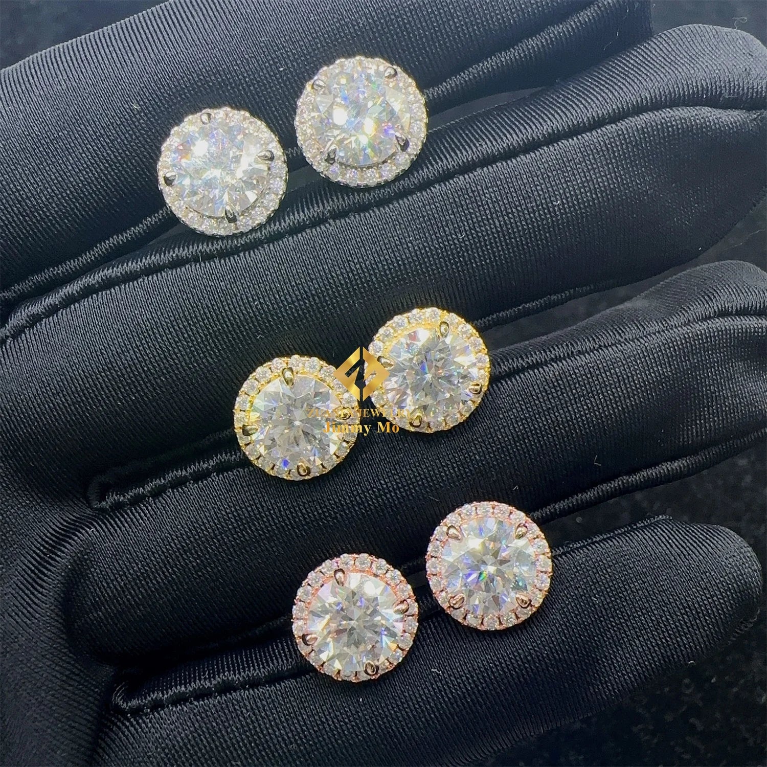 Fashion Fire Jewelry Men Iced Out Hip Hop Sterling Silver 9mm 925 Screw Back Moissanite Diamond Stud Earrings Men