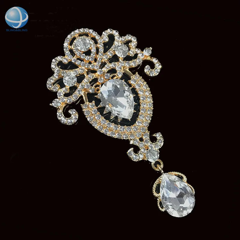 Exquisite Party Jewelry Crystal Crown Brooch Pin Luxury Rhinestone Collar Pin