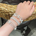 Korean Simple Double-layer Pearl Bracelet Cross Wound Zircon Bracelet for Women