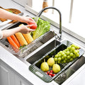 Adjustable Kitchen Sink Drain Basket for Fruit and Vegetable Storage Retractable Vegetable Draining Basket