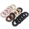 Genya 5pcs Large Black Hair Ties Band Braided Hair Bands Soft Ponytail Holders No Damage Stretchy Hair Accessories