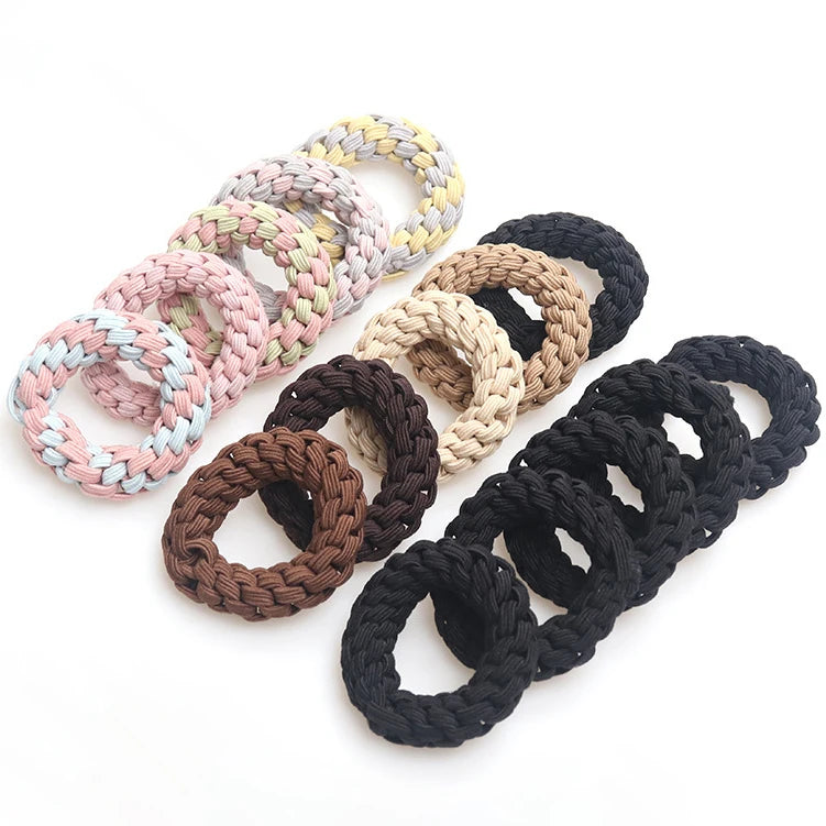 Genya 5pcs Large Black Hair Ties Band Braided Hair Bands Soft Ponytail Holders No Damage Stretchy Hair Accessories