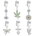 Gaby New Arrive  Fake Belly Button Ring with Cz Flower Eye  Design  Clip on Belly Ring  Non Piercing Body Jewelry