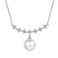 S925 Sterling Silver Freshwater Pearl Moissanite Necklace Classic Style Necklace for Wedding or Engagement