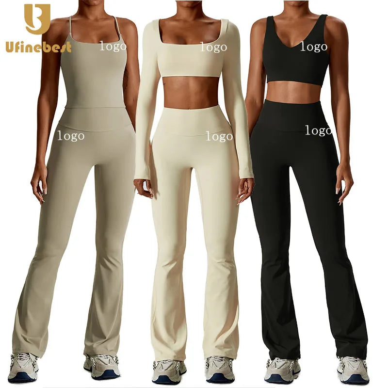 Manufacturer Wholesale Fitness Yoga Wear OEM Blank Tracksuits Women Sport Crop Top Scrunch Butt Yoga Pants Gym Sets for Women
