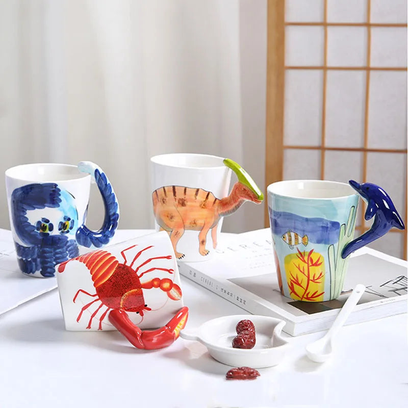 Factory Hot Sale Cheap Creative Bulk Animal Coffee Mugs Animal Shape Ceramic Porcelain Mug for Home Decoration