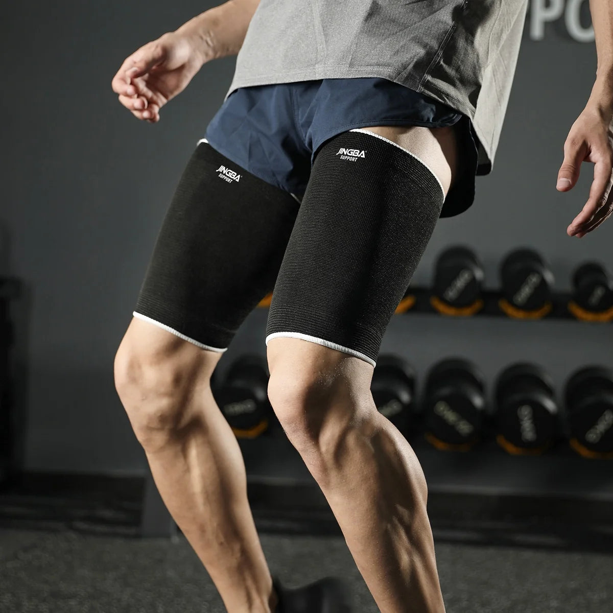 1 Pair VBOSi Elastic Unisex Breathable Thigh Support Sleeves for Weightlifting Cycling Kettle Bell