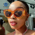 Teenyoun Women Glasses Frame Lady Male Modern Vintage Flower Print Candy Color Round Cat Eye Sunglasses 2023 New