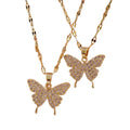 18K Gold Plated Stainless Steel Bling Bling CZ Zircon Crystal Butterfly Necklace for Women Key Shape Pattern for Weddings