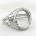 Sterling Silver 11*13mm Semi Mount Men's Ring Frame Empty Blank Bar Bezel Setting S925 Base Without Center Stone for DIY Inlay