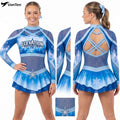 Custom Made Girls Cheerleading Snow Printing Outfits with Rhinestone Logo Personalized Cheer Uniform for Allstar Competition