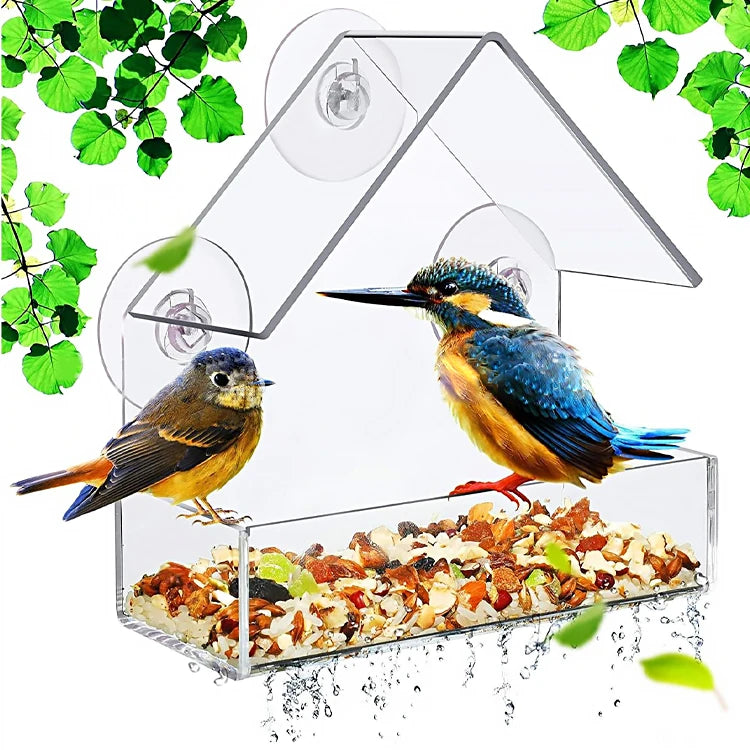 3 Extra Strong Suction Cups Transparent Acrylic Plastic Eco-Friendly Window Bird Feeder/Drinker Squirrel Proof Humming Bird
