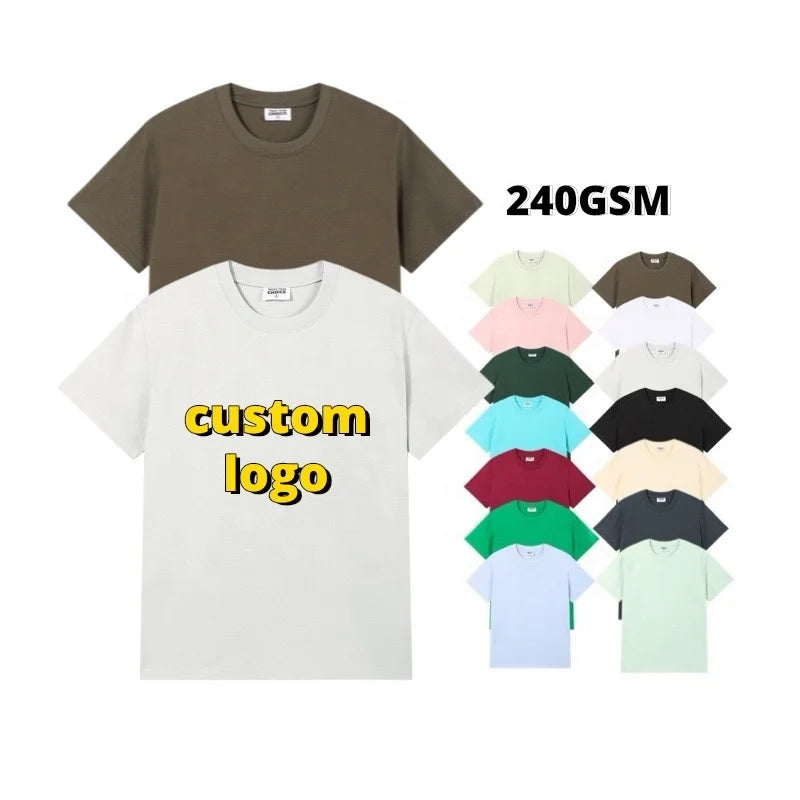 High Quality 240gsm Heavyweight Blank Plain Breathable T Shirt O-Neck Oversized Sports T-shirt for Men and Women