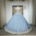 Modest Baby Blue Off Shoulder Evening Quinceanera Dresses Jancember RL255