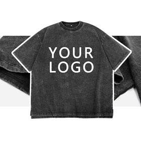 Top Quality Heavy Cotton T-shirt Oversized Retro Mineral Wash Tshirt Acid Wash Relaxed Vintage Blank Men Print Pattern Knitted