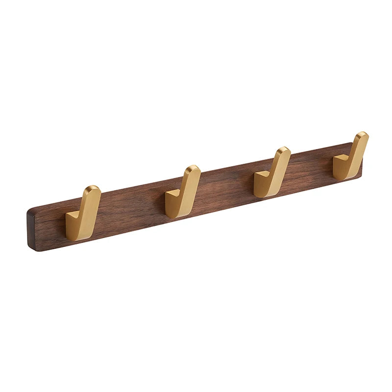 Daili Decorative Wall Hook Rack 4 Hooks for Bathroom Kitchen Walnut Wood Wall Mounted Zinc Alloy Coat Hat Bag Towel Hangers