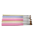 Socheal Professional Nail Beauty Durable 7pcs Colorful Wooden Handle Oval Gel Nail Brush Set Nylon Head Phototherapy Pen Custom