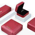 Wholesale JINSKY Custom Red PU Leather Jewelry Packaging Box Ring Pendant Bracelet Storage Organizer Elegant Gift Box Custom