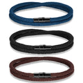 Hot Selling High Quality Stainless Steel Black Clasps Nylon Rope Bangle Charms Fashion Men Jewelry Milan Rope Bracelets Gift
