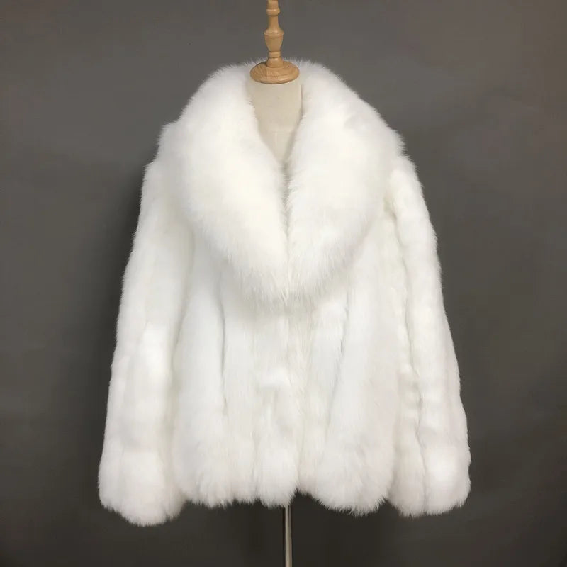 Custom Plus Size Men Real Fur Coat Winter Casual Warm Trench Fox Fur Collar Oversize Coat for Mens