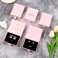 Recyclable Cardboard Rigid Square Jewelry Box Handle Custom Logo UV Coating Grey Board Material 2cm Small Size Necklace Earring