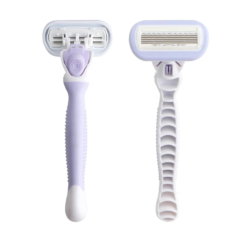6 Blade Shaving Ladies Razor Six Blades Refills Cartridge with Wide Guard bar Plastic Handle Cheaper razor