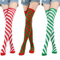 Wholesales Christmas Long Striped Knee High Socks Xmas Socks Stockings for Christmas Women Girls Unisex