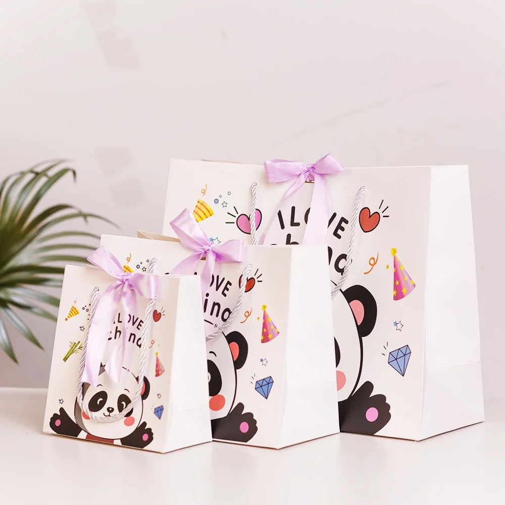 Wholesale Luxury Kids Birthday Party Paper Gift Bags with Ribbon Handles