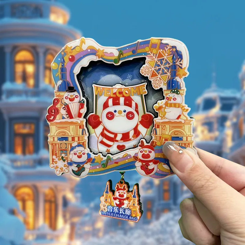 Harbin St. Sophia Snow Scene Eco-friendly Custom Shape Magnetic Sticker Fridge Magnet Modern Wooden Cultural Creative