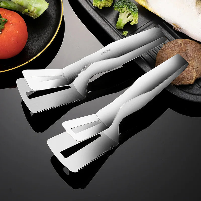 Multifunctional High Grade 304 Stainless Steel Steak BBQ Pizza Clamps Double Sided Vegetable Clamp Cooking Tool